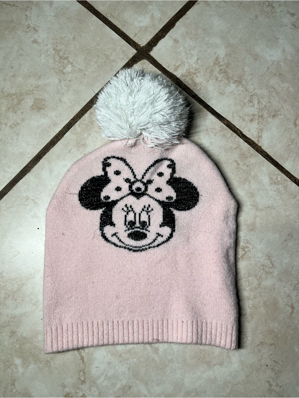 Disney Minnie Mouse Pom-Pom Hat in Pink & White